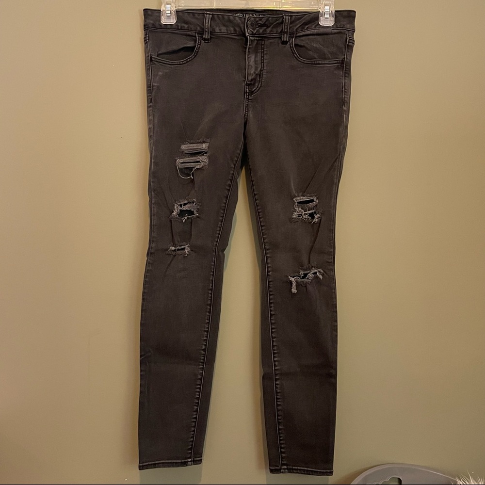 AE Black Distressed Skinny Jean Jegging